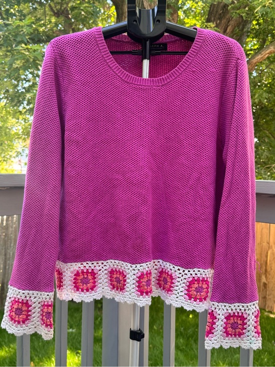 Joseph A Sweaters - Joseph A Cotton Size XXL  Pink Crocheted Hem Boat Neck Waffle Knit Sweater